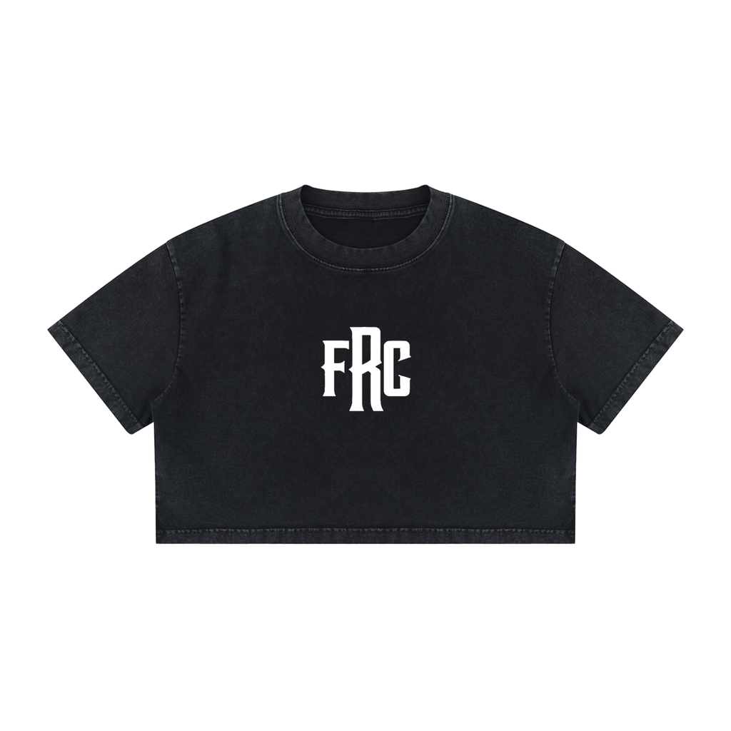 FRC/WYR 9Wear Your Reason) vol.1 - Black Women's Mineral Wash Cotton Crop T-Shirt