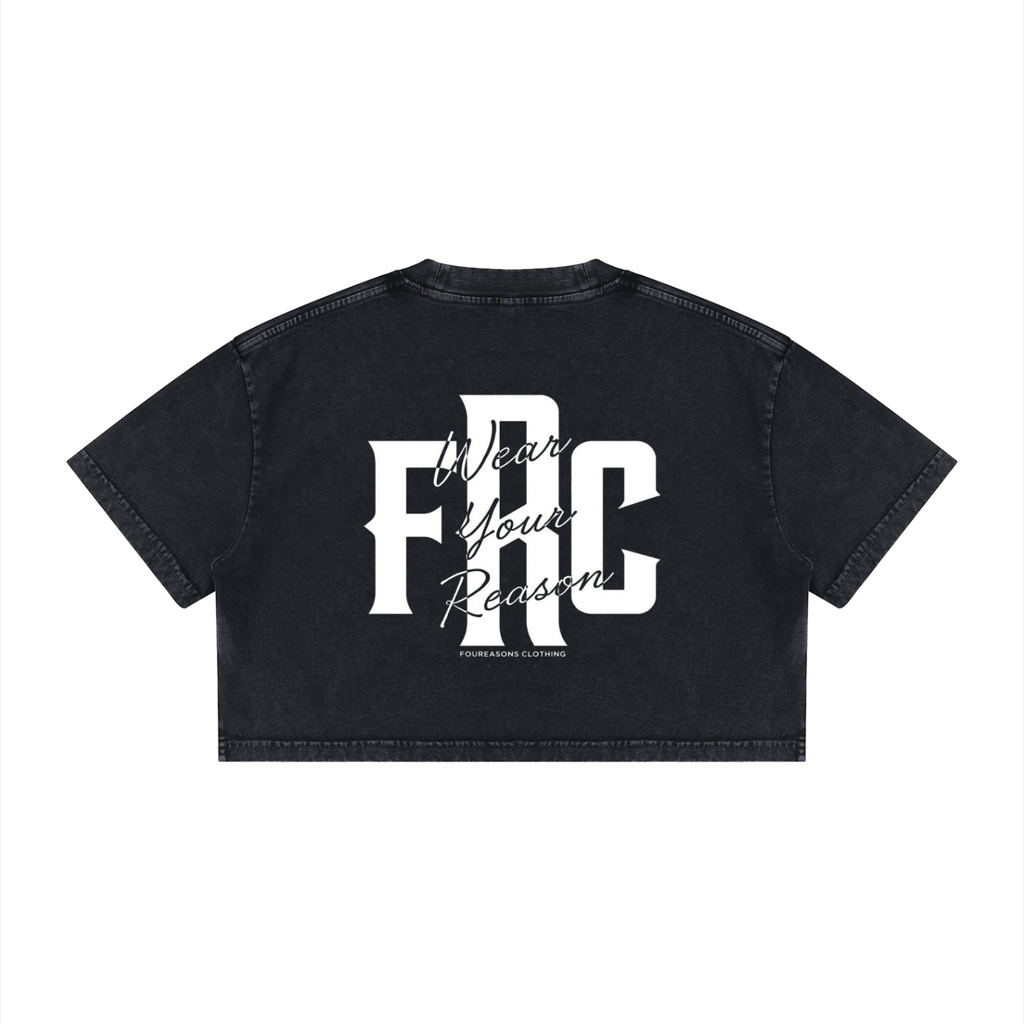 FRC/WYR 9Wear Your Reason) vol.1 - Black Women's Mineral Wash Cotton Crop T-Shirt