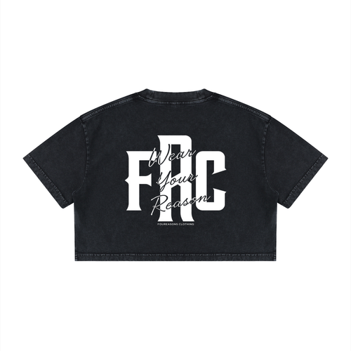 FRC/WYR 9Wear Your Reason) vol.1 - Black Women's Mineral Wash Cotton Crop T-Shirt